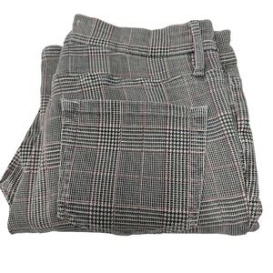 Frame Women's 28 Houndstooth Black Red Washed Plaid Le Crop Mini Boot Jeans